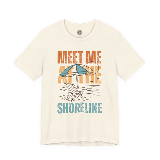 Meet Me at the Shoreline Vintage Retro Coastal T-Shirt — Distressed Text Block