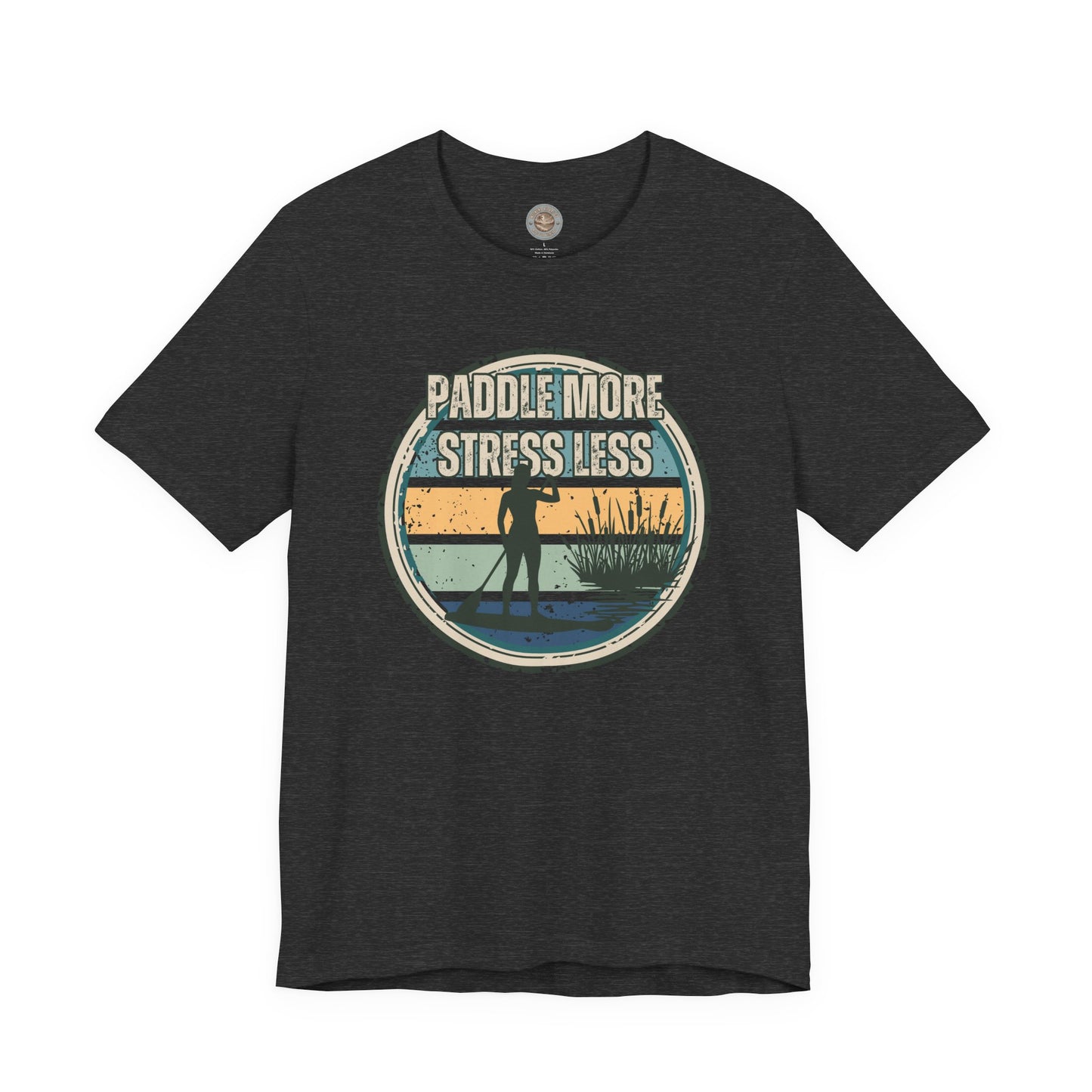 Paddle More Stress Less Retro Badge T-Shirt