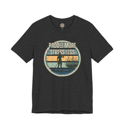 Paddle More Stress Less Retro Badge T-Shirt