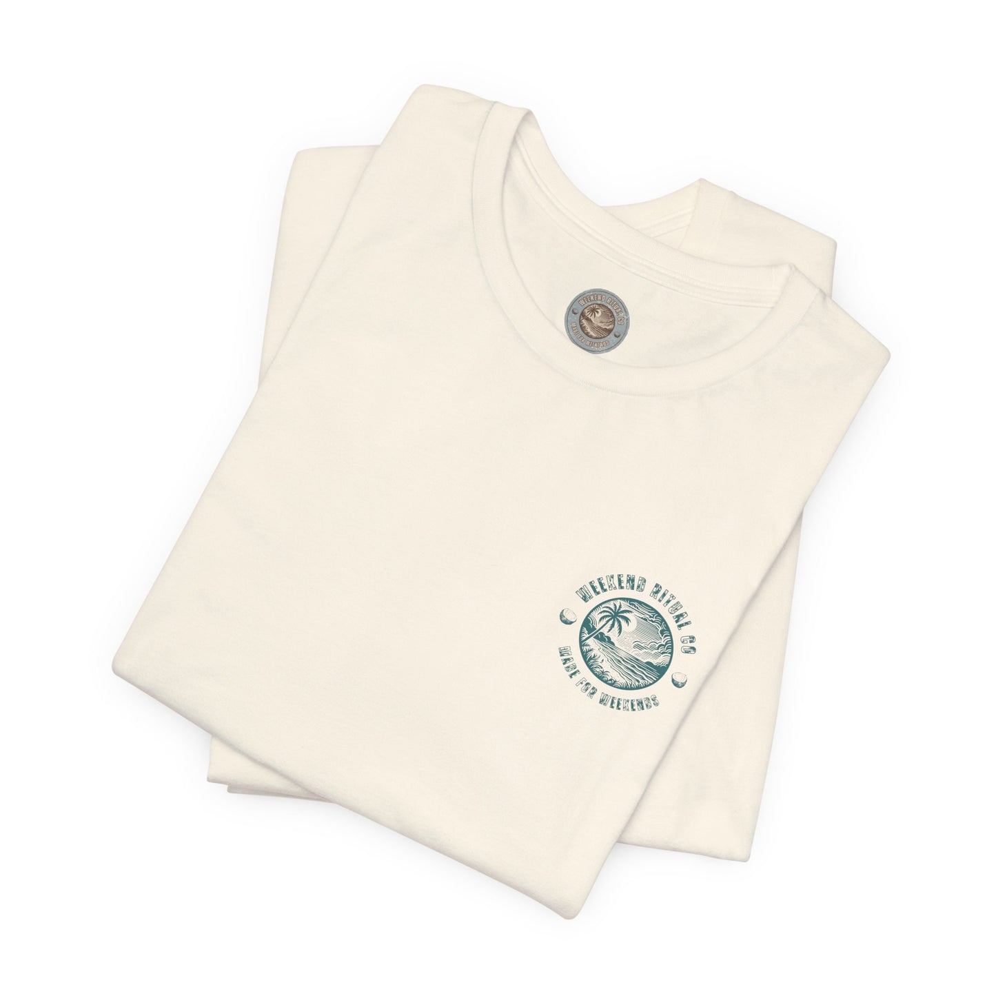 Salty Soul Club Vintage Retro Coastal T-Shirt — Distressed Text Block Back with Logo Front