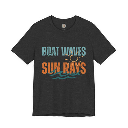 Boat Waves Sun Rays Retro Letter Block Tee