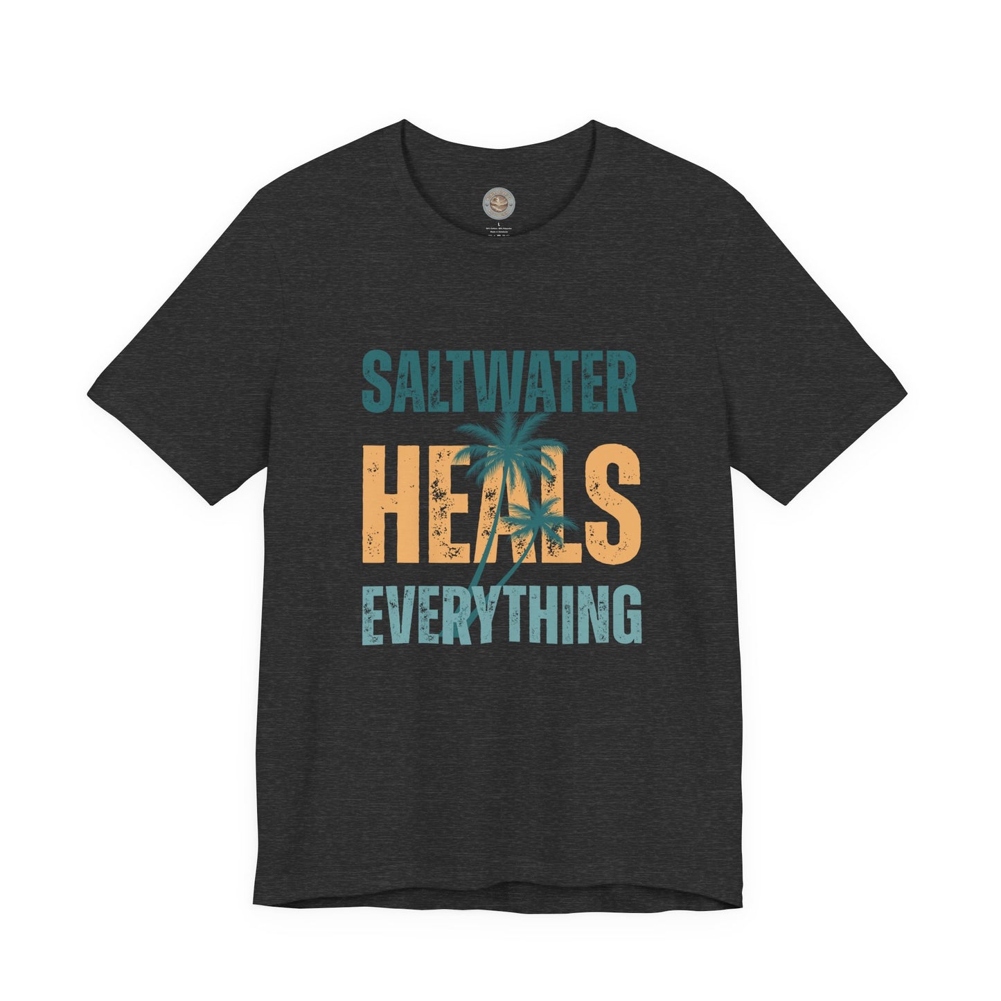 Saltwater Heals Everything Club Vintage Retro Coastal T-Shirt — Distressed Text Block