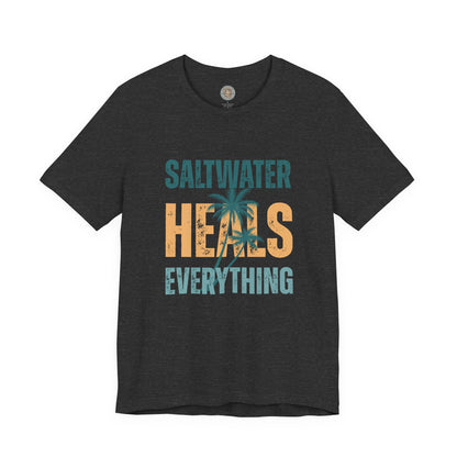 Saltwater Heals Everything Club Vintage Retro Coastal T-Shirt — Distressed Text Block