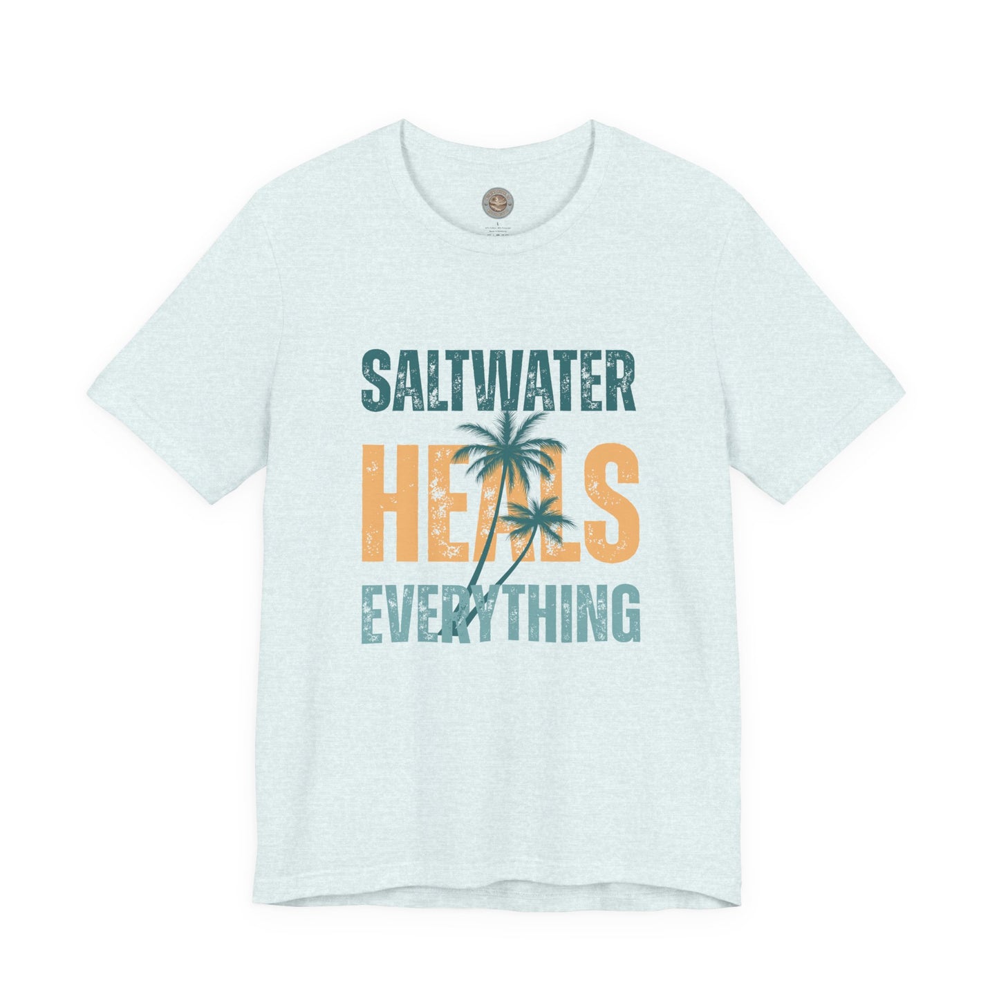 Saltwater Heals Everything Club Vintage Retro Coastal T-Shirt — Distressed Text Block