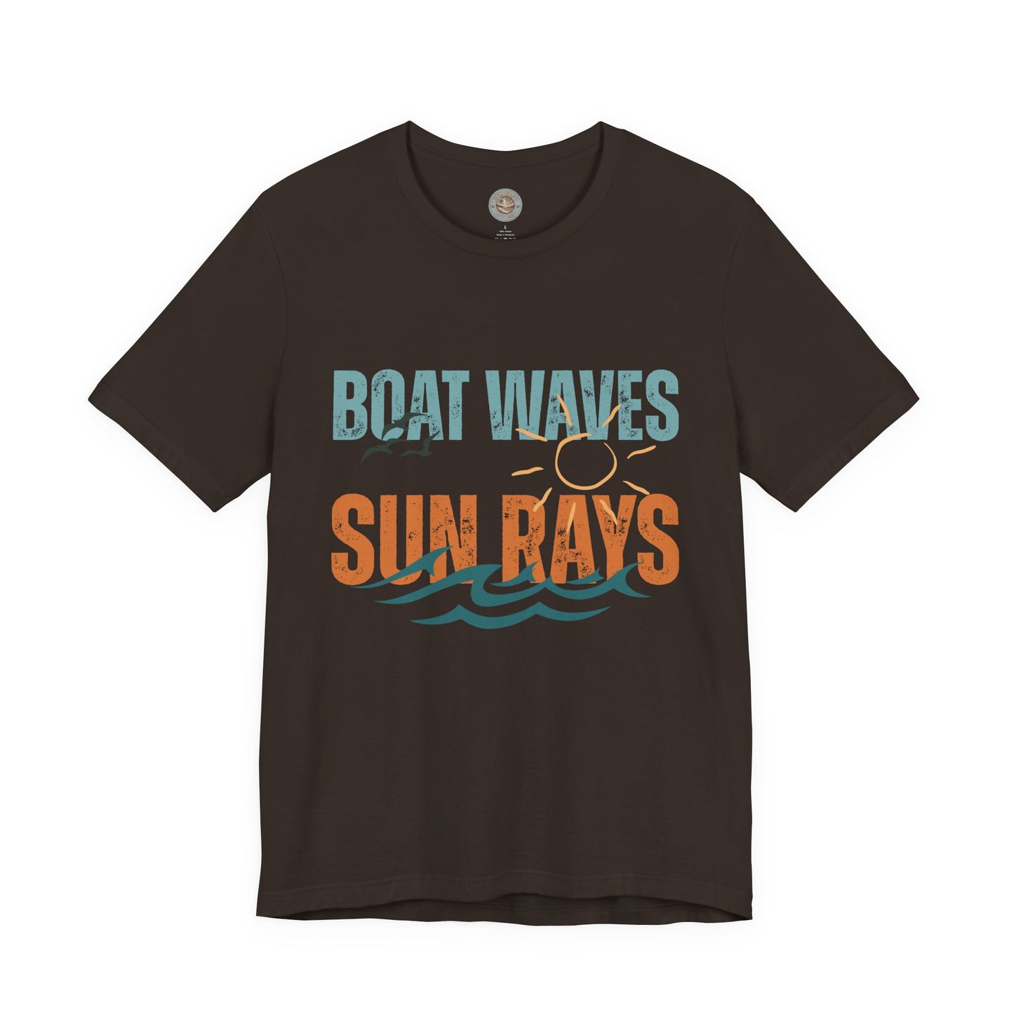 Boat Waves Sun Rays Retro Letter Block Tee