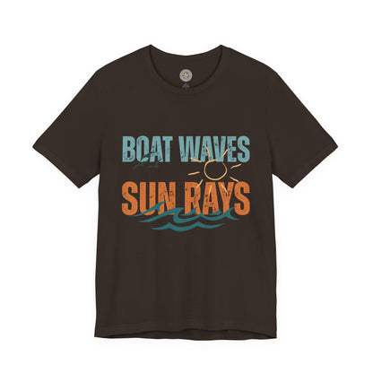 Boat Waves Sun Rays Retro Letter Block Tee