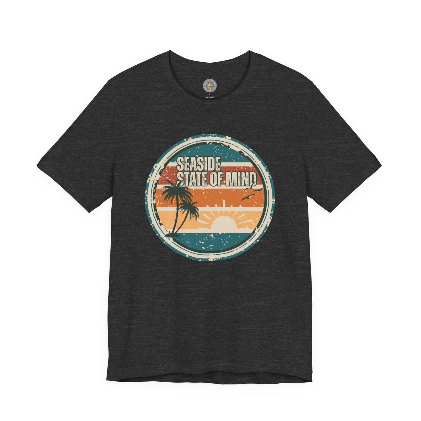 Seaside State of Mind Vintage Coastal T-Shirt — Distressed Retro Badge Tee