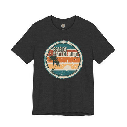 Seaside State of Mind Vintage Coastal T-Shirt — Distressed Retro Badge Tee