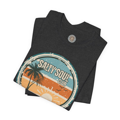 Salty Soul Club Vintage Coastal T-Shirt — Distressed Retro Badge Tee