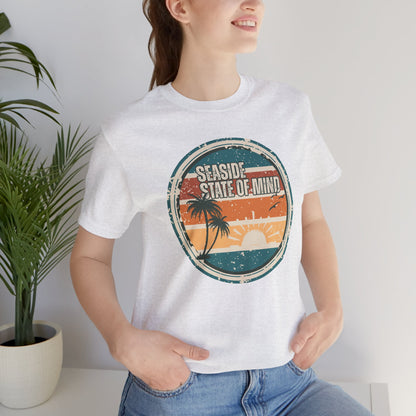 Seaside State of Mind Vintage Coastal T-Shirt — Distressed Retro Badge Tee