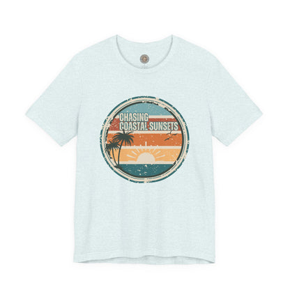 Chasing Coastal Sunsets Vintage Coastal T-Shirt — Distressed Retro Badge Tee