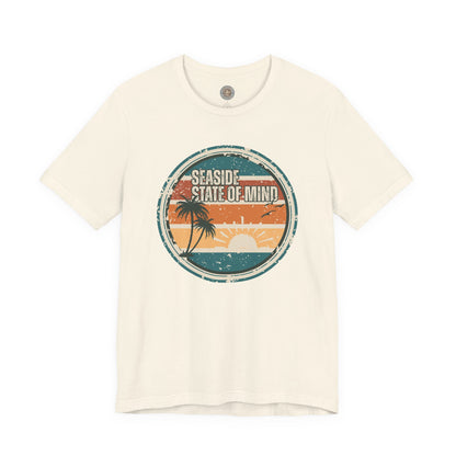 Seaside State of Mind Vintage Coastal T-Shirt — Distressed Retro Badge Tee