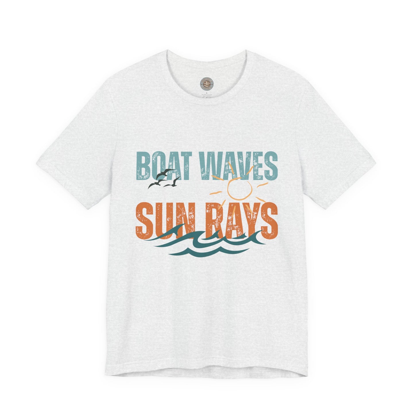 Boat Waves Sun Rays Retro Letter Block Tee