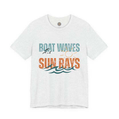 Boat Waves Sun Rays Retro Letter Block Tee