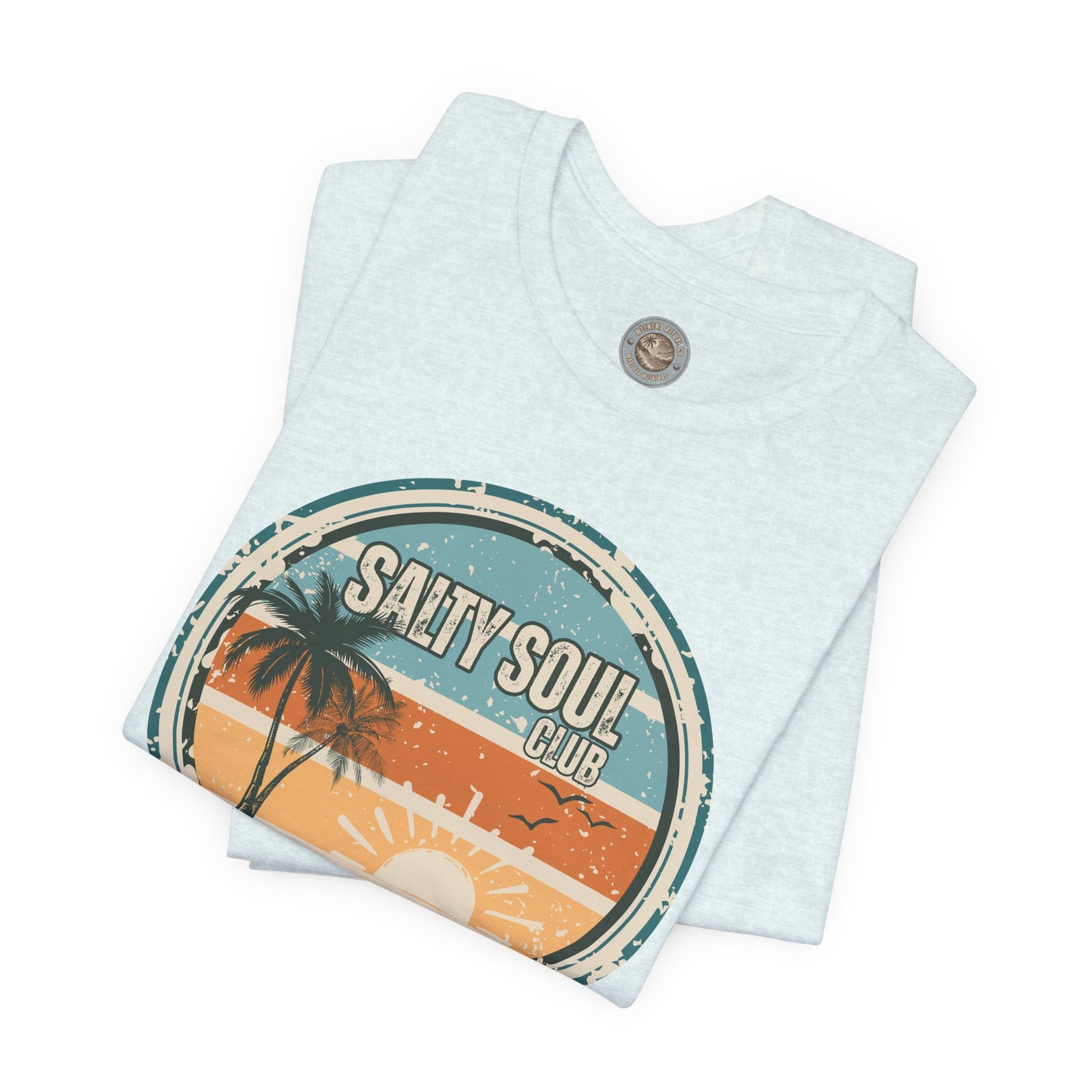 Salty Soul Club Vintage Coastal T-Shirt — Distressed Retro Badge Tee