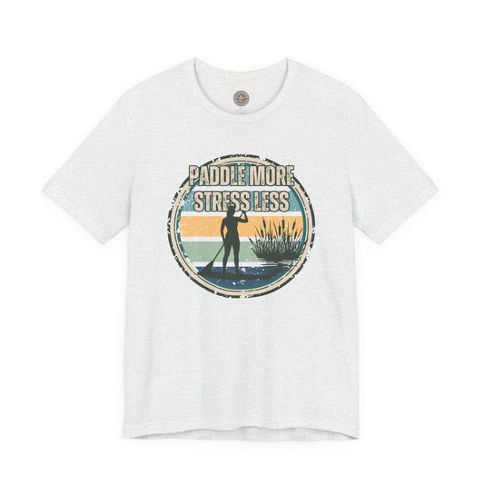 Paddle More Stress Less Retro Badge T-Shirt