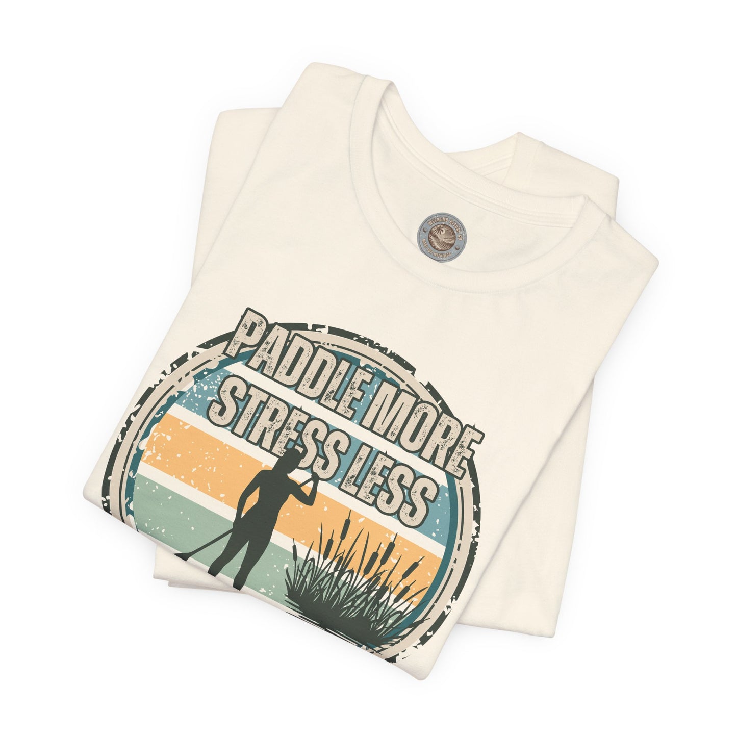Paddle More Stress Less Retro Badge T-Shirt