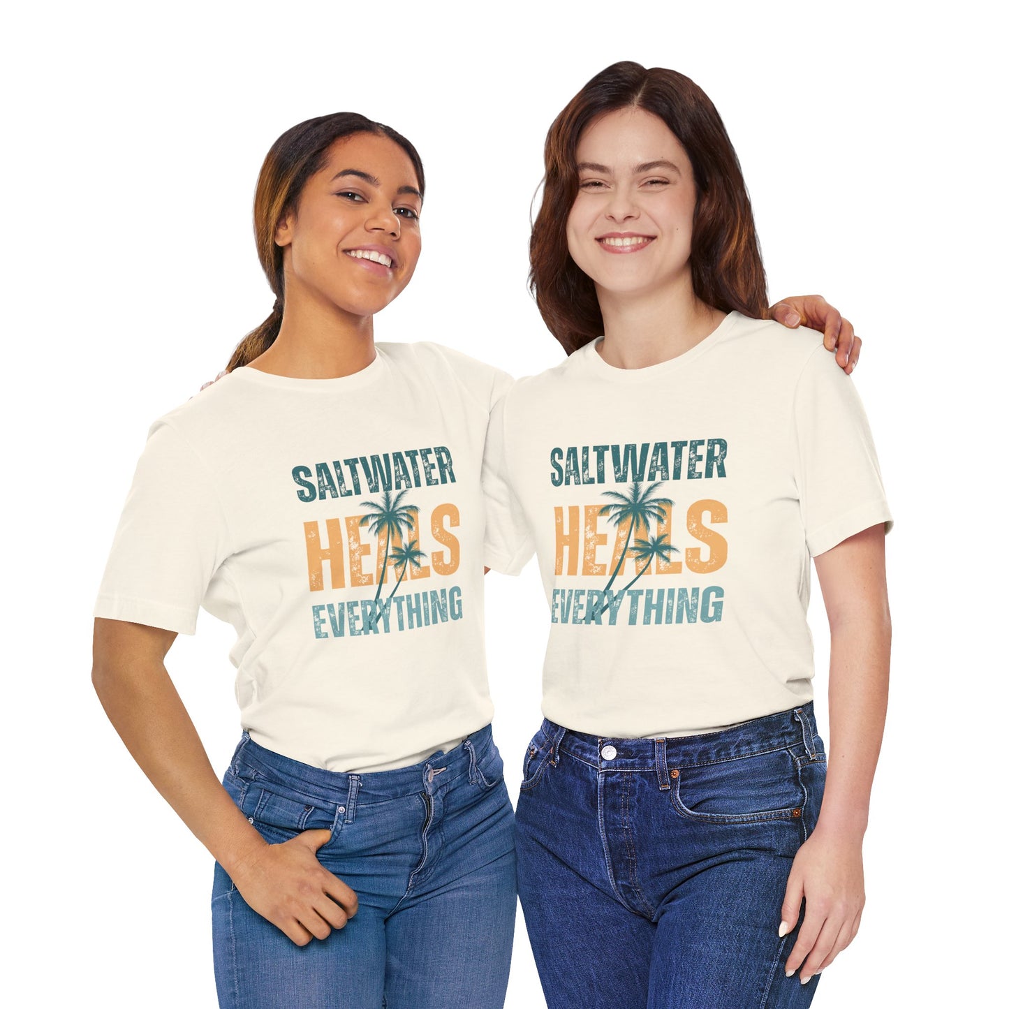 Saltwater Heals Everything Club Vintage Retro Coastal T-Shirt — Distressed Text Block