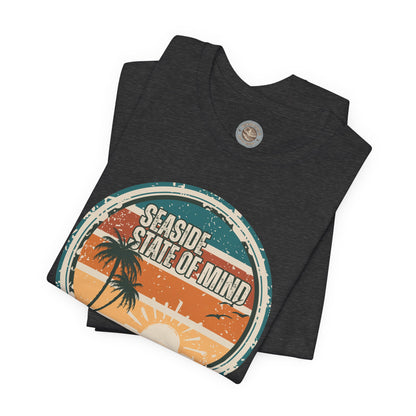 Seaside State of Mind Vintage Coastal T-Shirt — Distressed Retro Badge Tee
