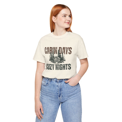 Cabin Days Cozy Nights Retro Tee — Vintage Mountain Outdoors T-Shirt