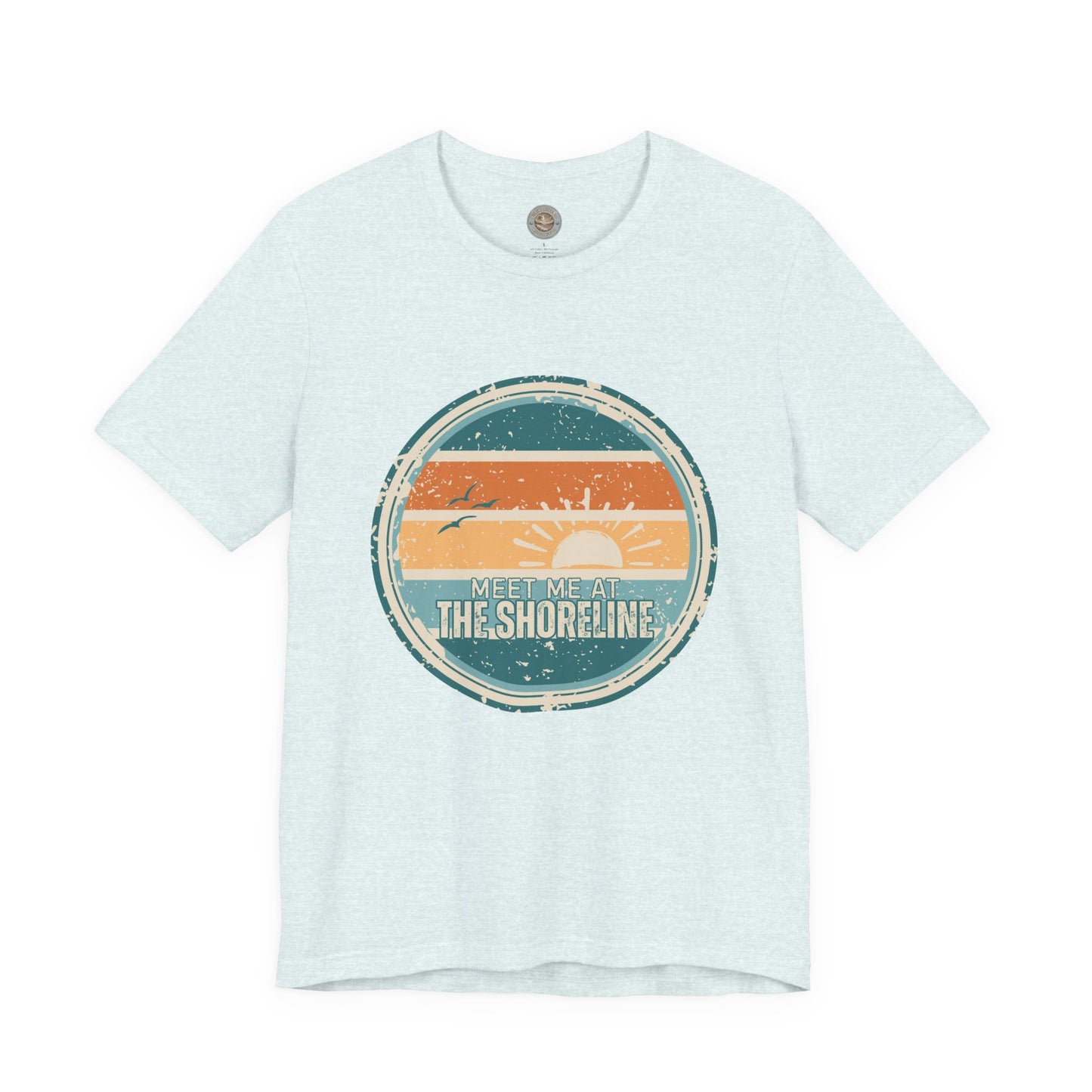 Meet Me at the Shoreline Vintage Coastal T-Shirt — Distressed Retro Badge Tee