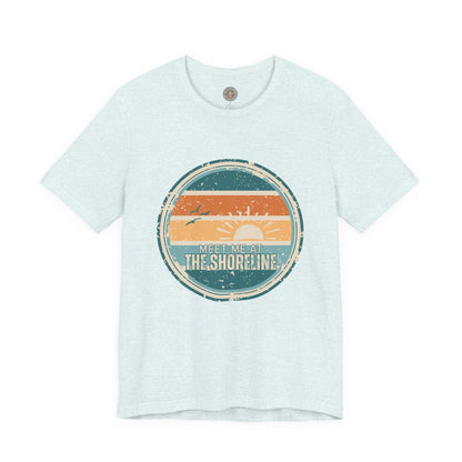 Meet Me at the Shoreline Vintage Coastal T-Shirt — Distressed Retro Badge Tee