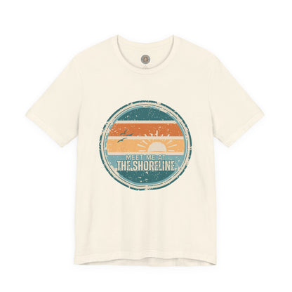 Meet Me at the Shoreline Vintage Coastal T-Shirt — Distressed Retro Badge Tee