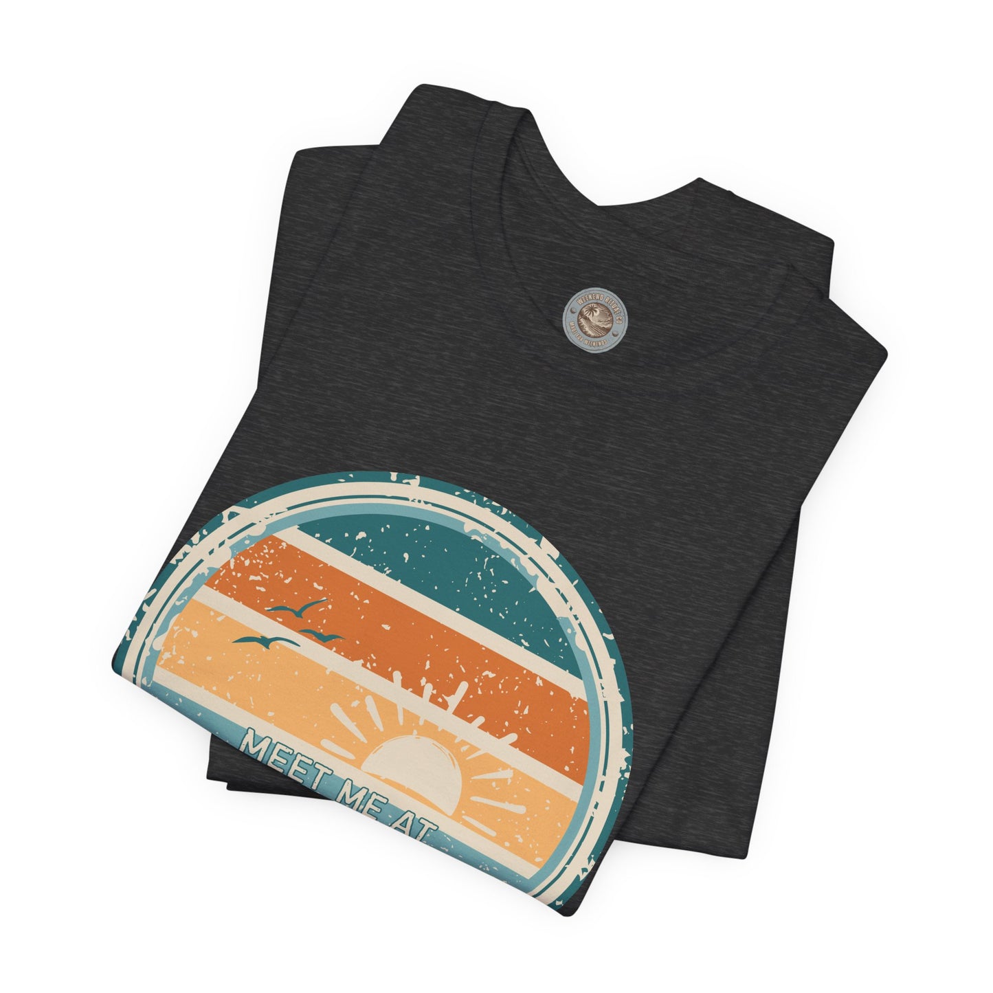 Meet Me at the Shoreline Vintage Coastal T-Shirt — Distressed Retro Badge Tee