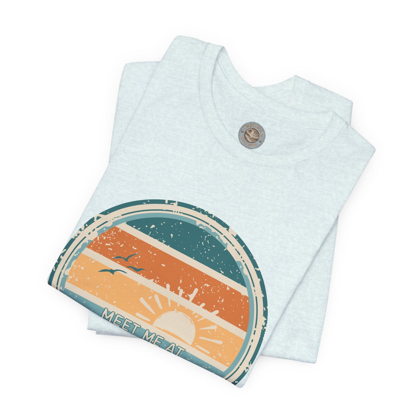 Meet Me at the Shoreline Vintage Coastal T-Shirt — Distressed Retro Badge Tee