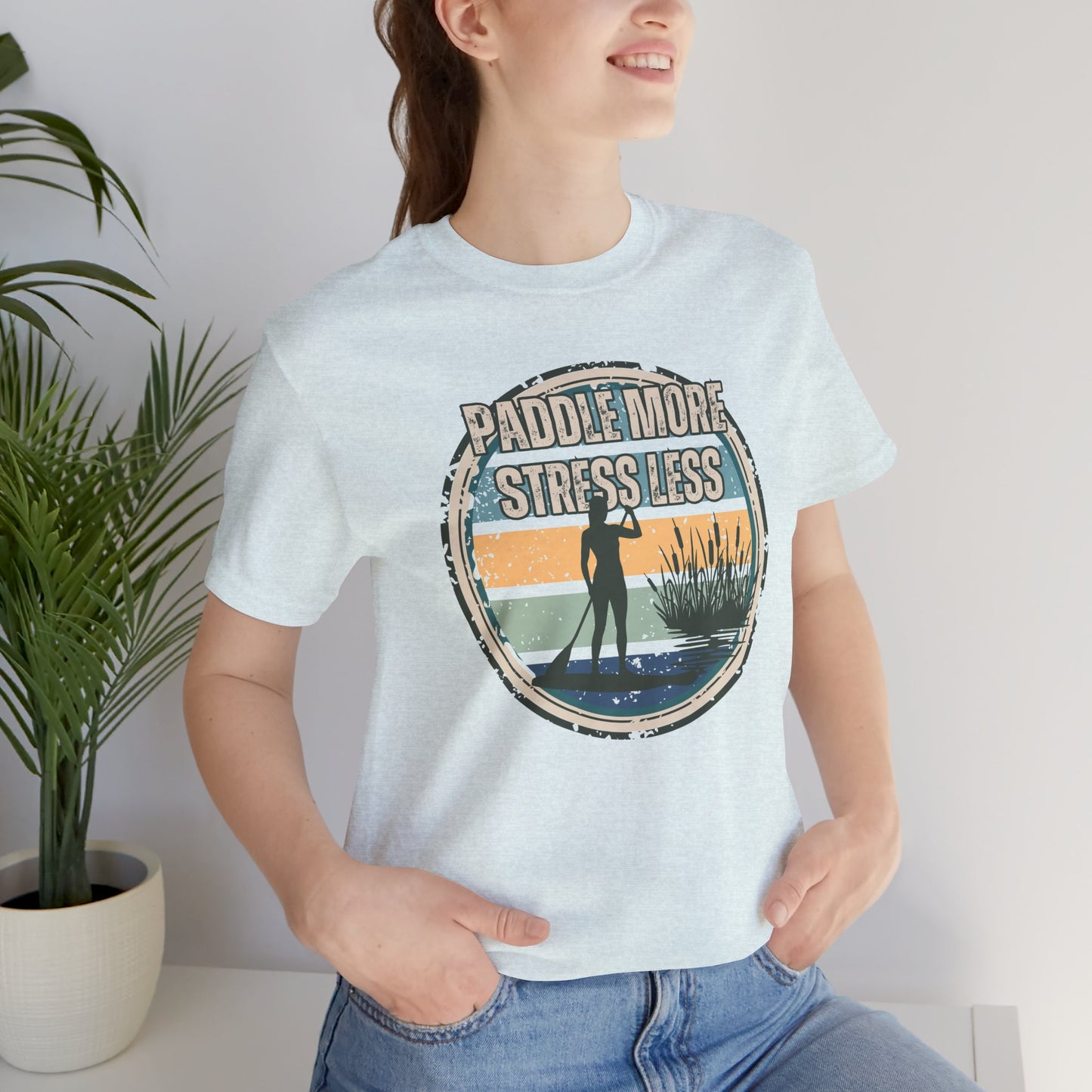Paddle More Stress Less Retro Badge T-Shirt