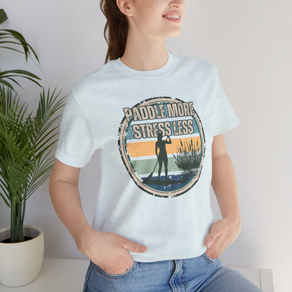 Paddle More Stress Less Retro Badge T-Shirt