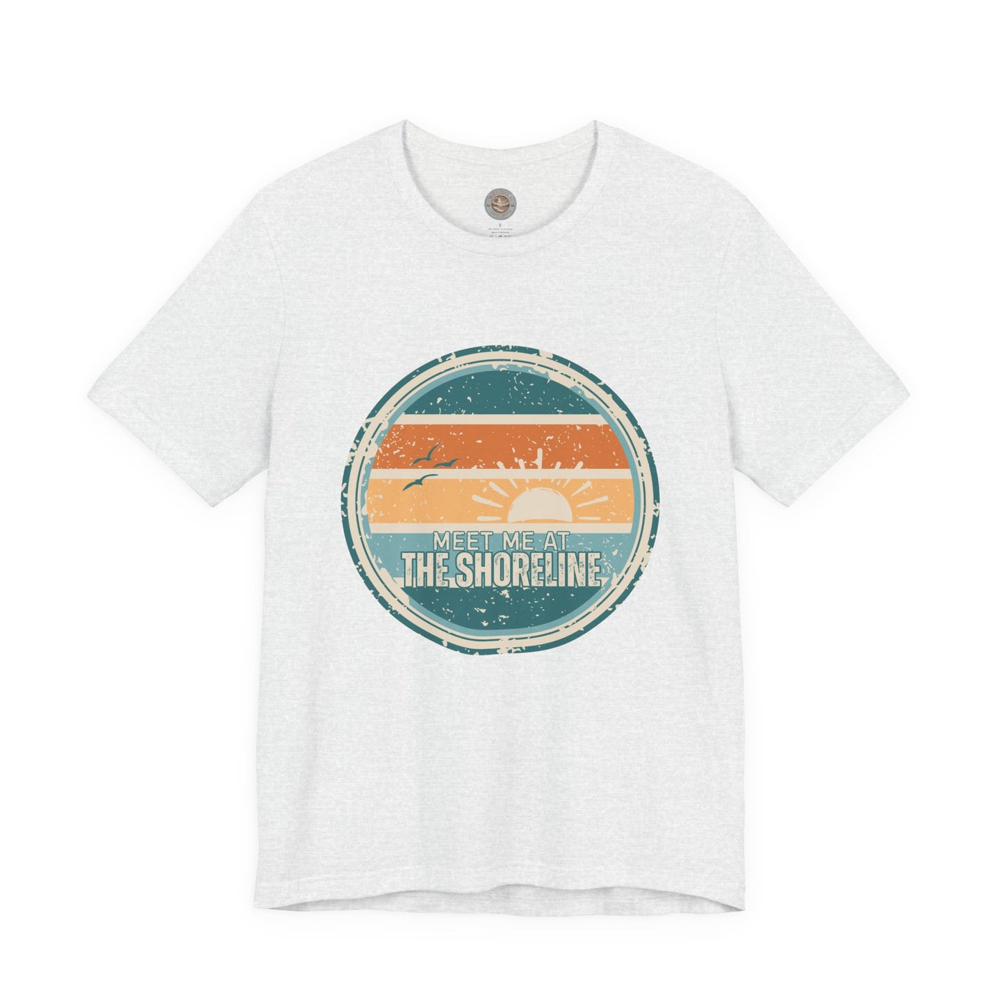 Meet Me at the Shoreline Vintage Coastal T-Shirt — Distressed Retro Badge Tee