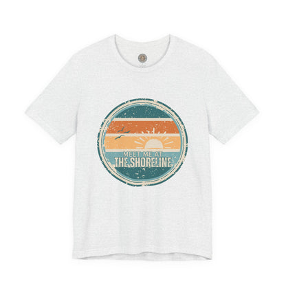 Meet Me at the Shoreline Vintage Coastal T-Shirt — Distressed Retro Badge Tee