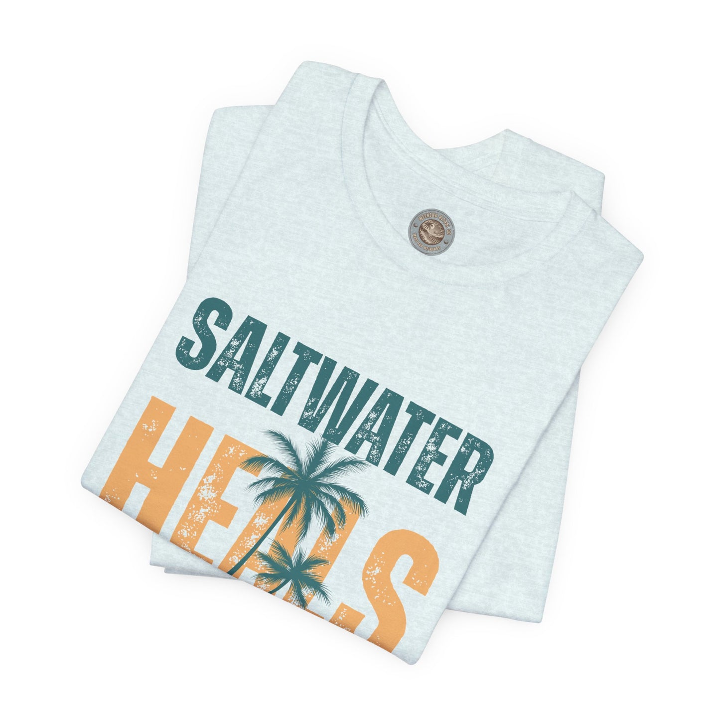 Saltwater Heals Everything Club Vintage Retro Coastal T-Shirt — Distressed Text Block