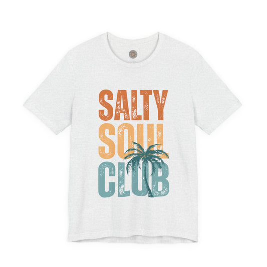 Salty Soul Club Vintage Retro Coastal T-Shirt — Distressed Text Block