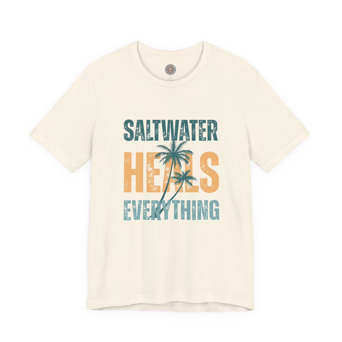 Saltwater Heals Everything Club Vintage Retro Coastal T-Shirt — Distressed Text Block