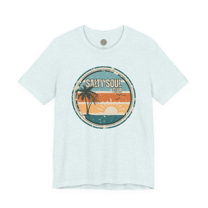 Salty Soul Club Vintage Coastal T-Shirt — Distressed Retro Badge Tee