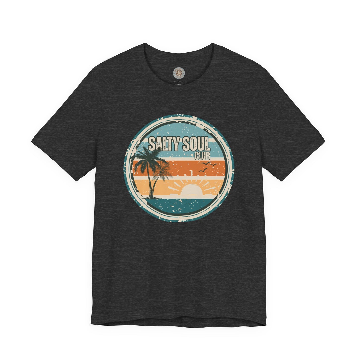 Salty Soul Club Vintage Coastal T-Shirt — Distressed Retro Badge Tee