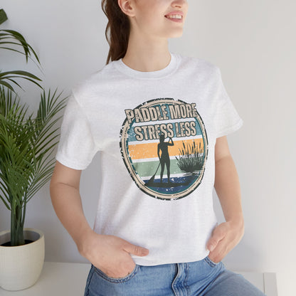 Paddle More Stress Less Retro Badge T-Shirt