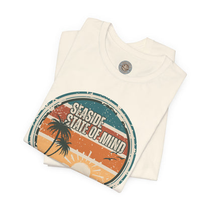 Seaside State of Mind Vintage Coastal T-Shirt — Distressed Retro Badge Tee