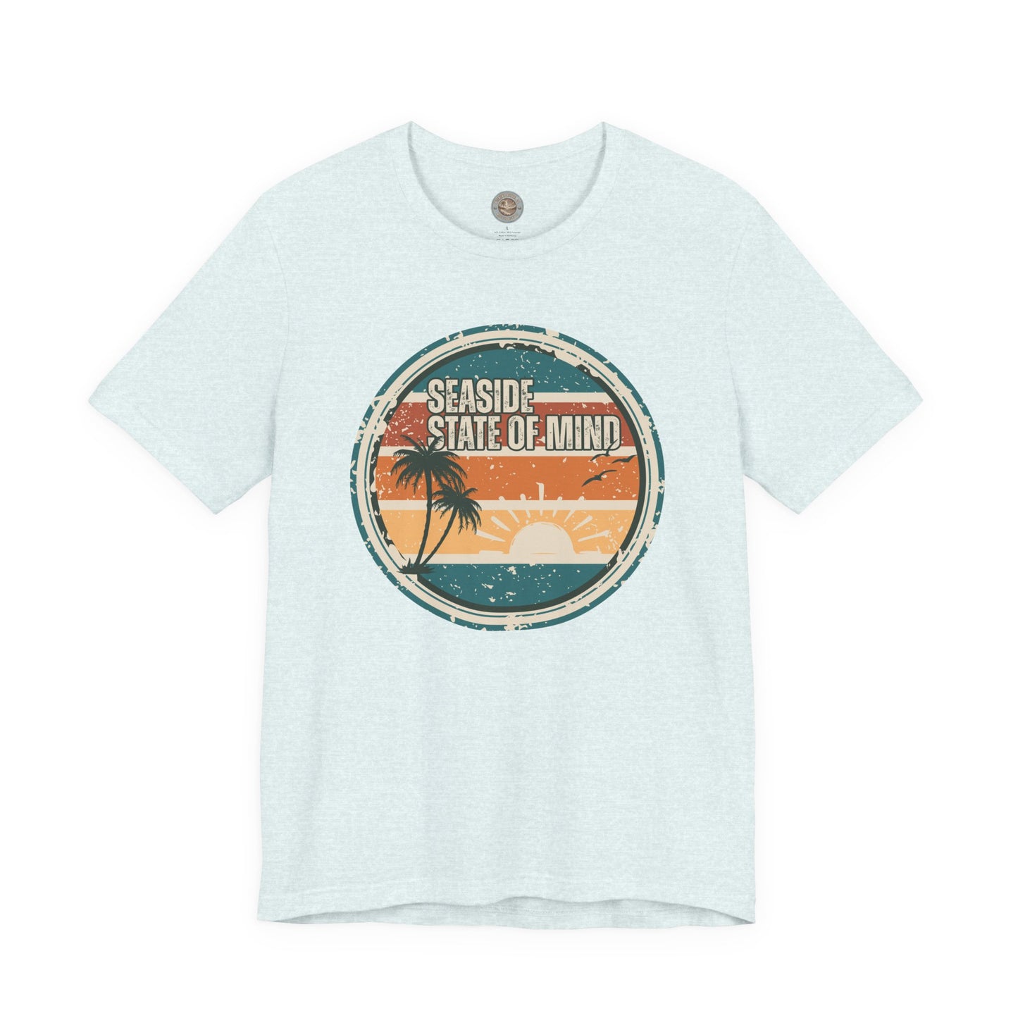 Seaside State of Mind Vintage Coastal T-Shirt — Distressed Retro Badge Tee