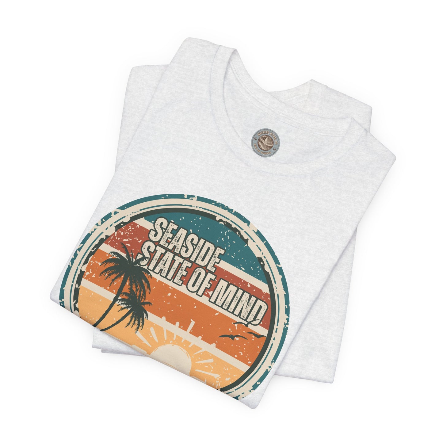 Seaside State of Mind Vintage Coastal T-Shirt — Distressed Retro Badge Tee