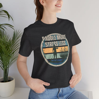 Paddle More Stress Less Retro Badge T-Shirt