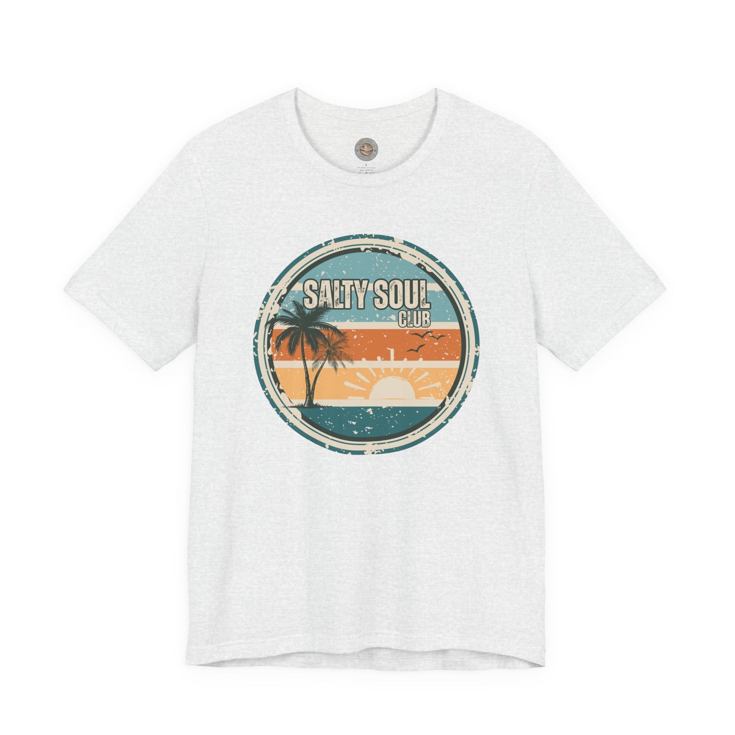 Salty Soul Club Vintage Coastal T-Shirt — Distressed Retro Badge Tee