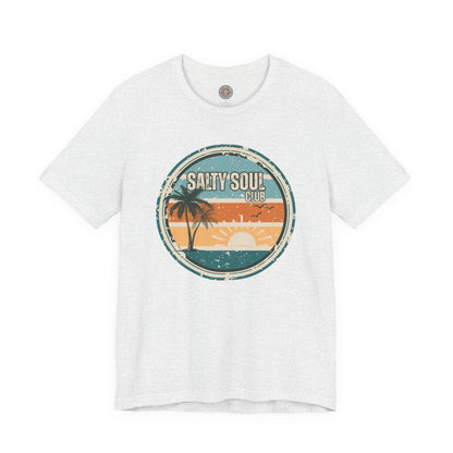 Salty Soul Club Vintage Coastal T-Shirt — Distressed Retro Badge Tee