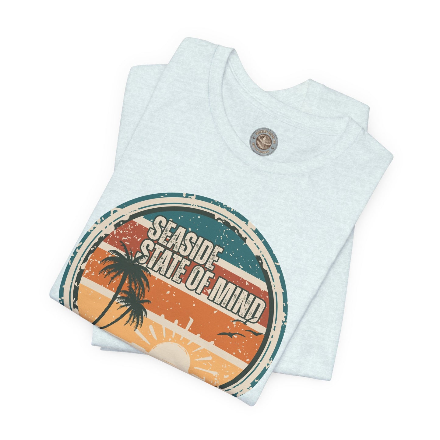 Seaside State of Mind Vintage Coastal T-Shirt — Distressed Retro Badge Tee