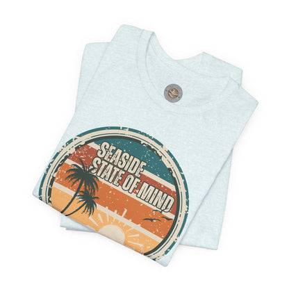 Seaside State of Mind Vintage Coastal T-Shirt — Distressed Retro Badge Tee