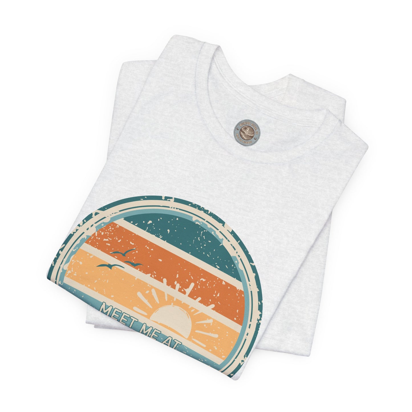 Meet Me at the Shoreline Vintage Coastal T-Shirt — Distressed Retro Badge Tee