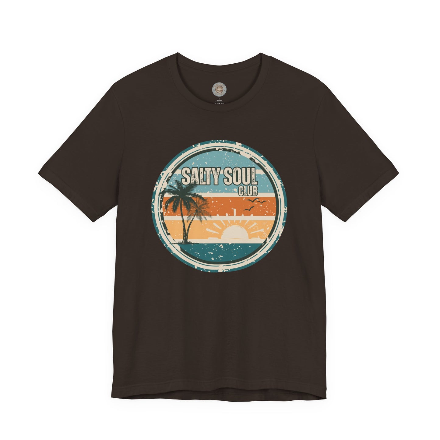 Salty Soul Club Vintage Coastal T-Shirt — Distressed Retro Badge Tee