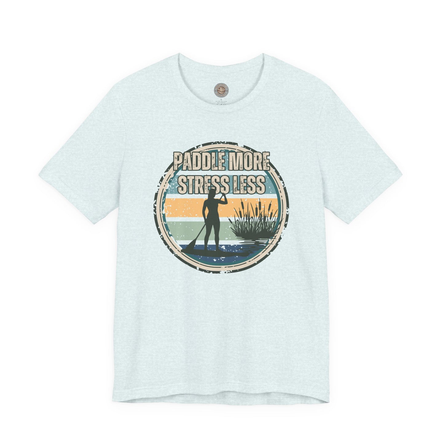 Paddle More Stress Less Retro Badge T-Shirt